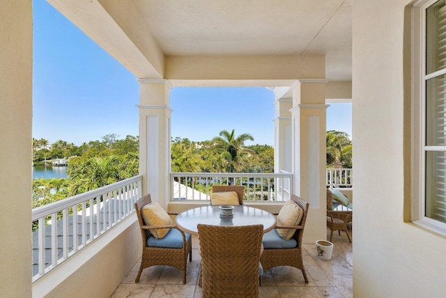 balcony with a water view