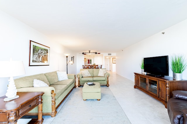 view of tiled living room