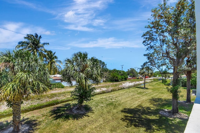 view of property's community with a lawn