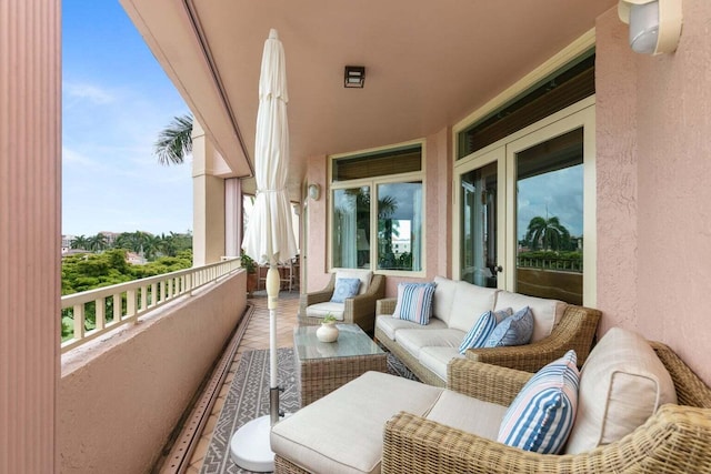 balcony with an outdoor hangout area