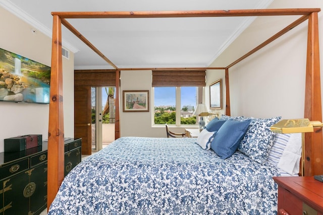 bedroom with ornamental molding