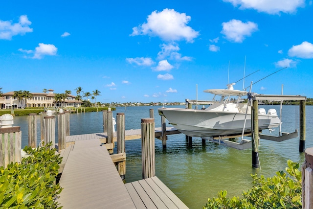 dock area featuring a water view