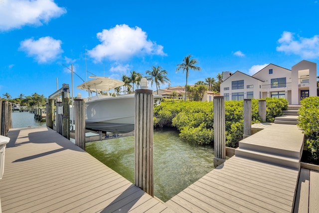 view of dock featuring a water view