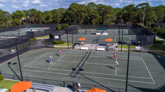 view of tennis court with basketball court