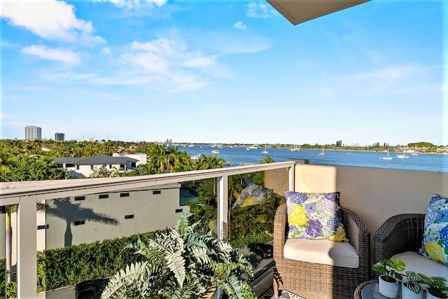 balcony with a water view