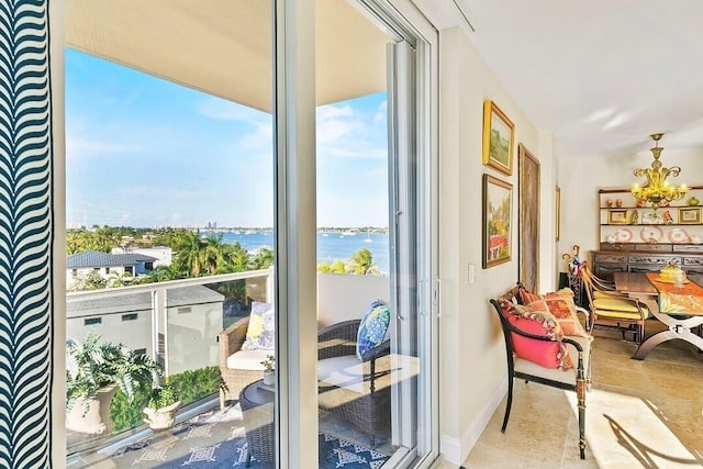 balcony with a water view