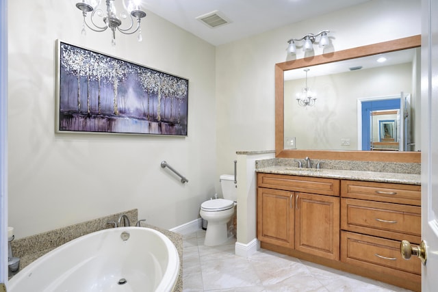 full bathroom with vanity, toilet, enclosed tub / shower combo, and tile flooring