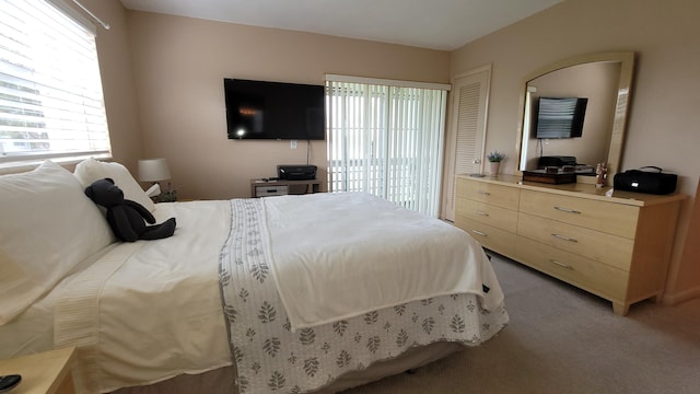 carpeted bedroom featuring a closet