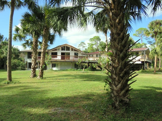 view of yard featuring a deck