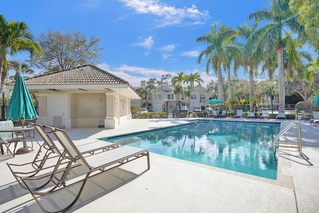 view of pool featuring a patio