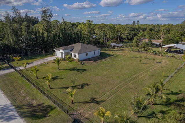 aerial view featuring a rural view