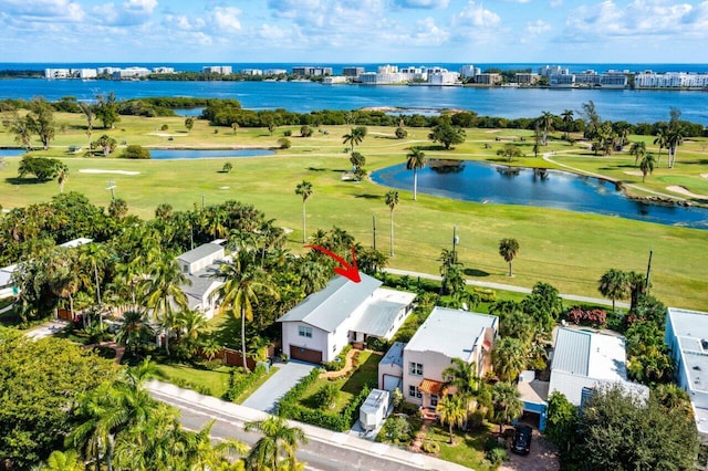 bird's eye view featuring a water view