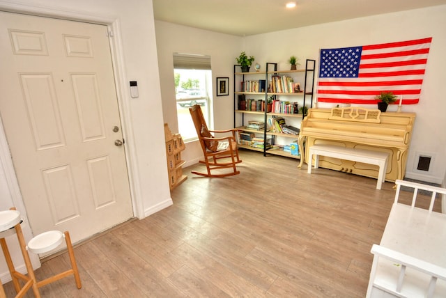 interior space with light hardwood / wood-style flooring