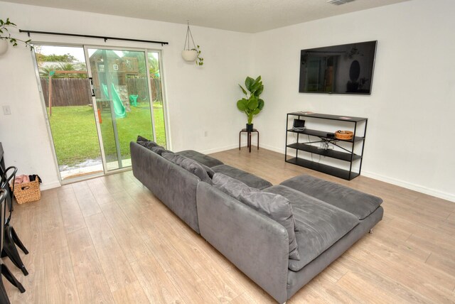 living room featuring light hardwood / wood-style floors