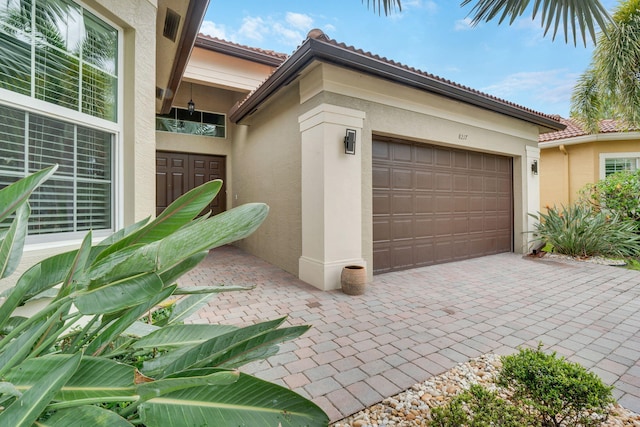 exterior space featuring a garage