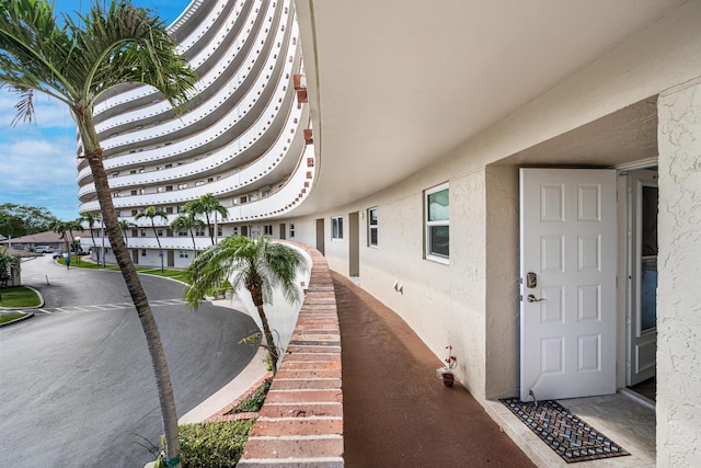 property entrance with a balcony