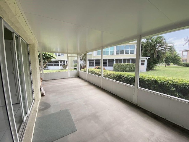 view of unfurnished sunroom