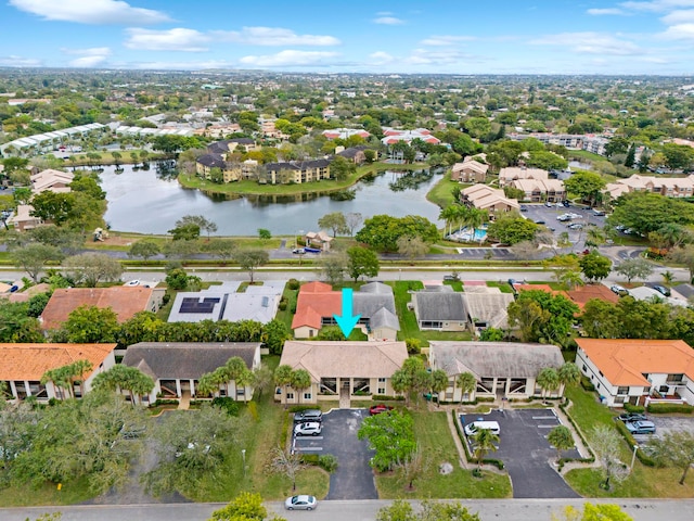 bird's eye view featuring a water view