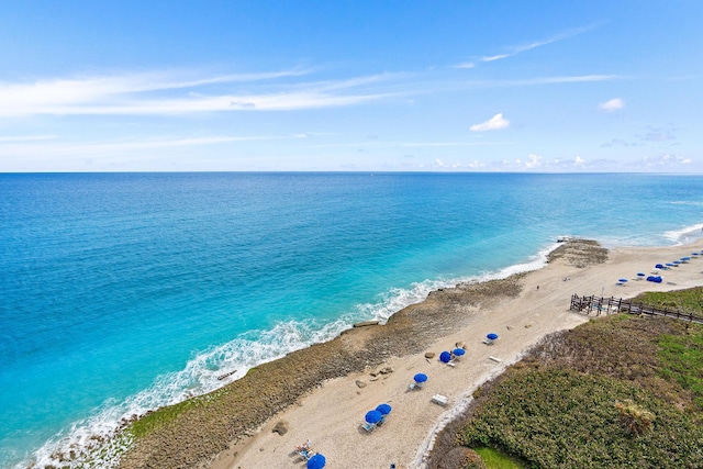 property view of water with a beach view