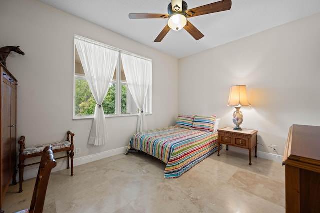 bedroom featuring ceiling fan