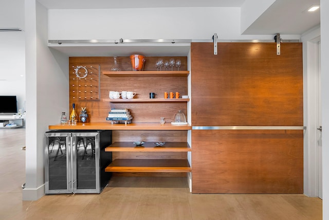 pantry featuring beverage cooler