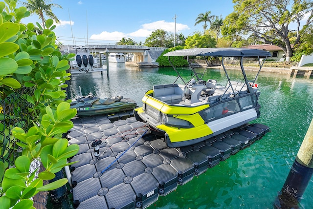 dock area featuring a water view