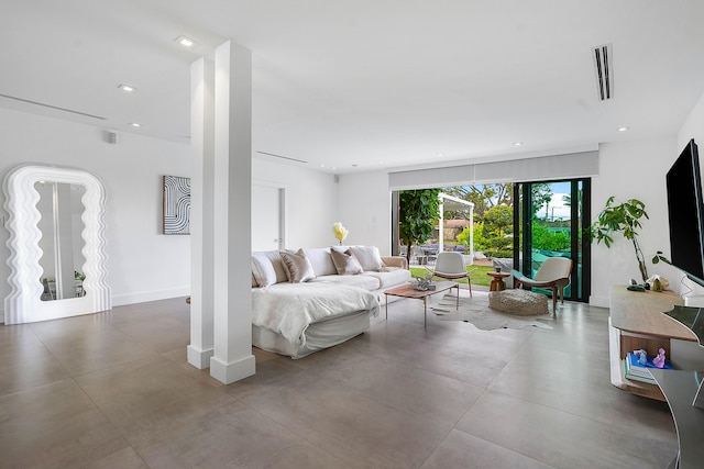 view of tiled living room