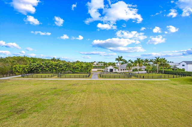 view of yard with a rural view