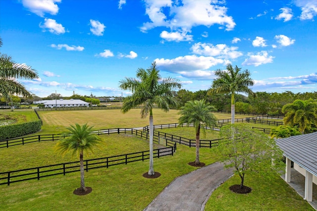 view of property's community with a lawn