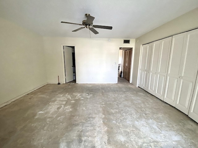 unfurnished bedroom with ceiling fan