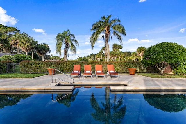 view of swimming pool with a patio