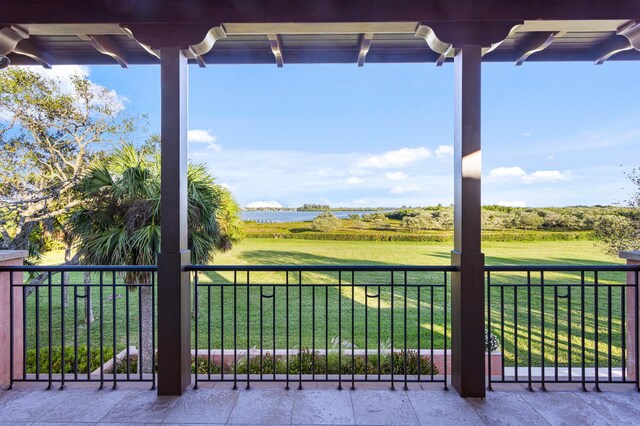 balcony with a water view