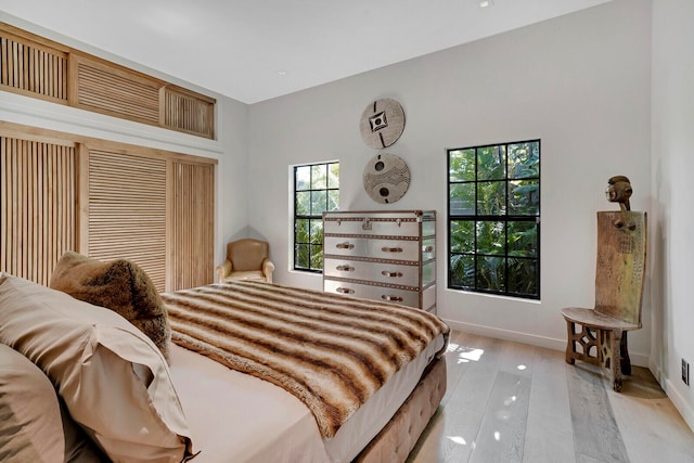 bedroom featuring light hardwood / wood-style flooring