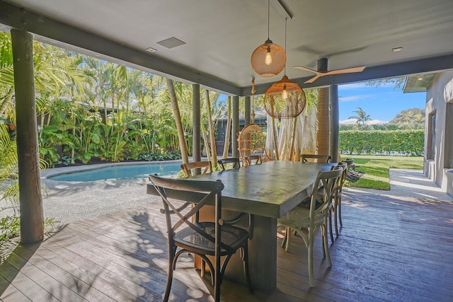 exterior space featuring a pool side deck