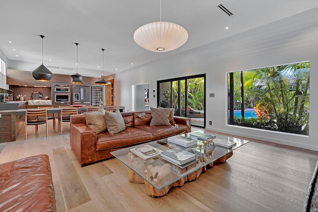 living room featuring light hardwood / wood-style flooring