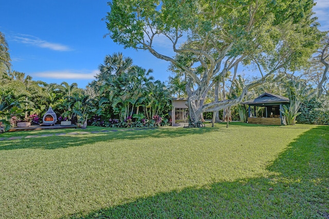 view of yard with a gazebo