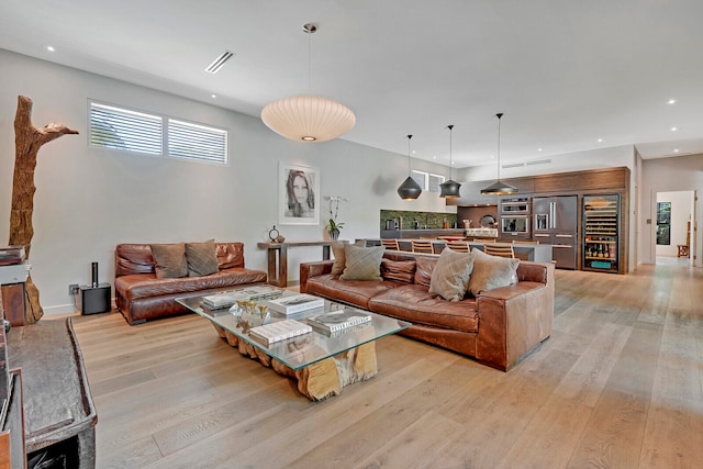 living room featuring light wood-type flooring