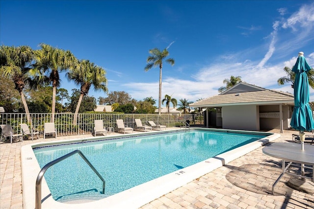 view of pool featuring a patio