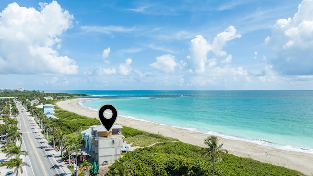 property view of water featuring a view of the beach