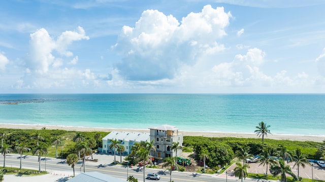 property view of water featuring a beach view