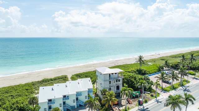 exterior space featuring a beach view