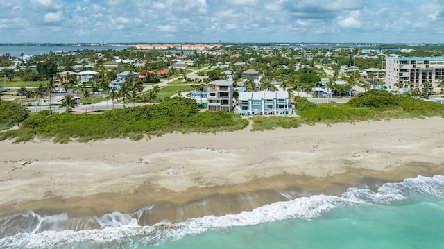 aerial view featuring a beach view and a water view