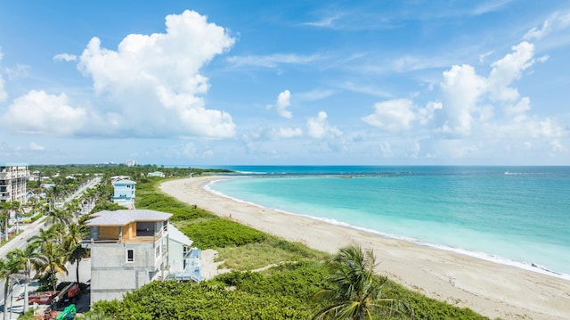 property view of water with a beach view