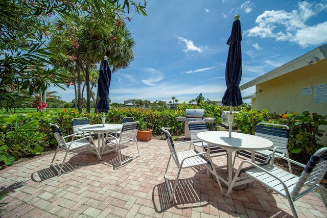 view of patio / terrace featuring a grill