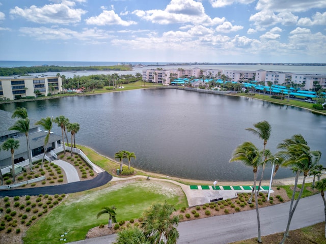 bird's eye view featuring a water view