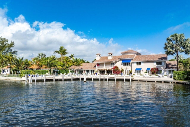 water view with a boat dock