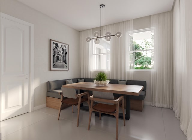 view of tiled dining area