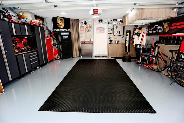 garage with a garage door opener