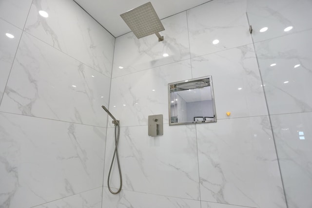 interior space with a tile shower