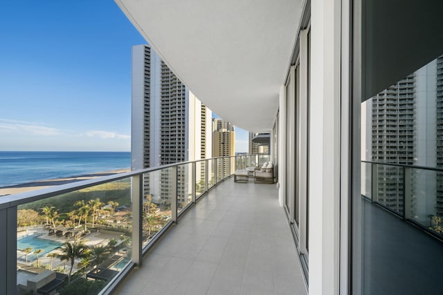 balcony with a water view